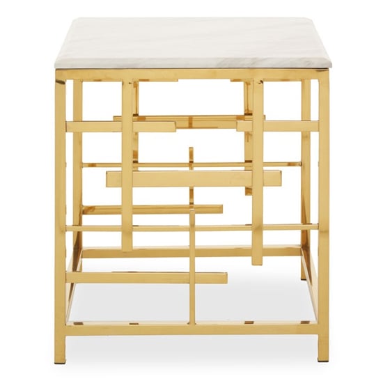Read more about Aralia white marble top side table with gold metal frame