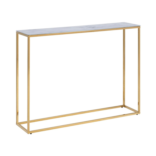 Read more about Arcata clear marble effect glass console table in white