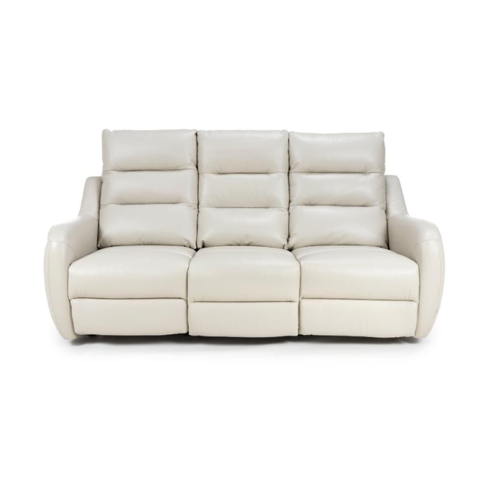 arcata electric power faux leather 3 seater sofa in chalk