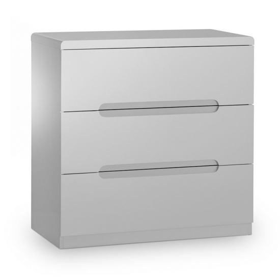 Product photograph of Magaly Wooden Chest Of Drawers In Grey High Gloss With 3 Drawers from Furniture in Fashion