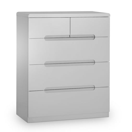 Product photograph of Magaly Wooden Chest Of Drawers In Grey High Gloss With 5 Drawers from Furniture in Fashion