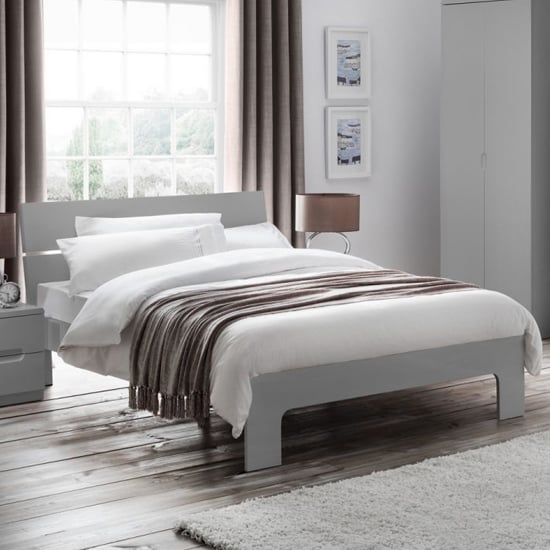 Read more about Magaly wooden double bed in grey high gloss