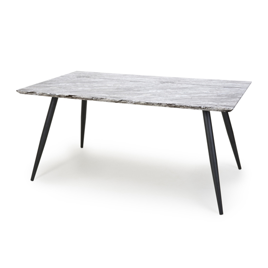 Product photograph of Ahvaz Medium Marble Effect Dining Table With Black Metal Legs from Furniture in Fashion