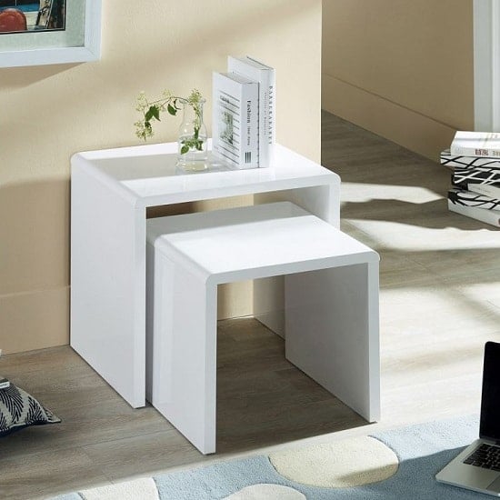 Photo of Magaly contemporary nest of tables in white high gloss