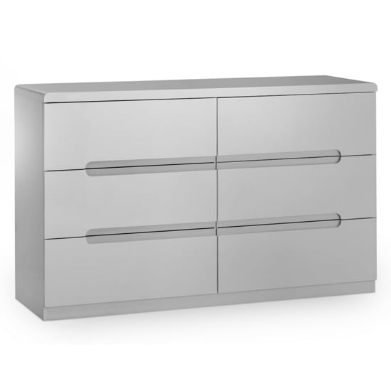 Product photograph of Magaly Wide Chest Of Drawers In Grey High Gloss With 6 Drawers from Furniture in Fashion