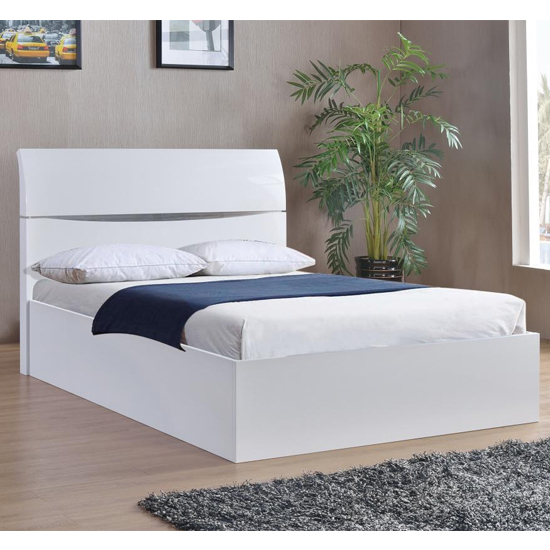 Read more about Aedos high gloss king size bed in white