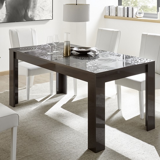 Product photograph of Ardent Contemporary Dining Table Rectangular In Grey High Gloss from Furniture in Fashion