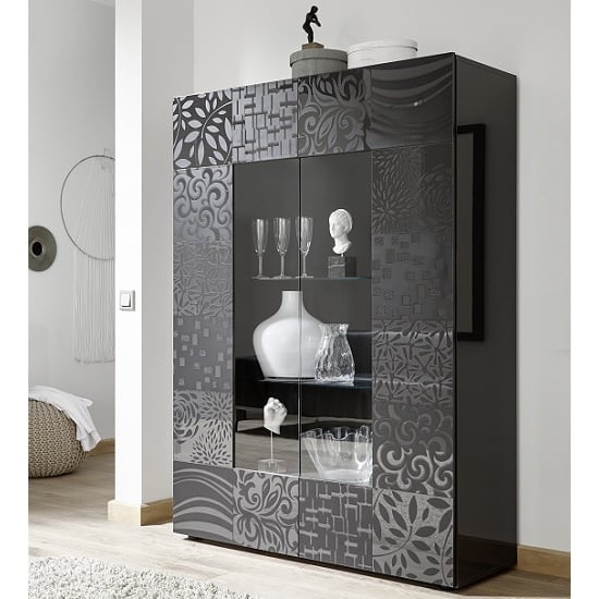 Read more about Ardent modern display cabinet in grey high gloss with 2 doors