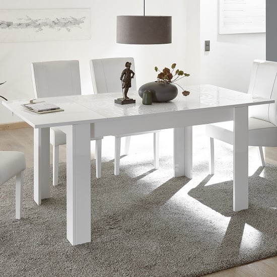 Product photograph of Ardent Extendable Dining Table Rectangular In White High Gloss from Furniture in Fashion