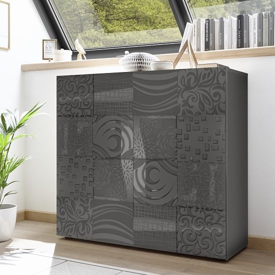 Product photograph of Ardent Modern Highboard In Grey High Gloss With 2 Doors from Furniture in Fashion
