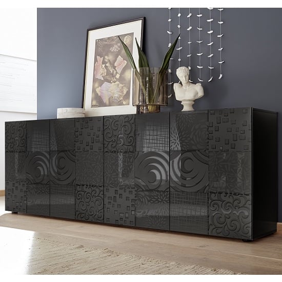Read more about Ardent large sideboard in grey high gloss with 4 doors