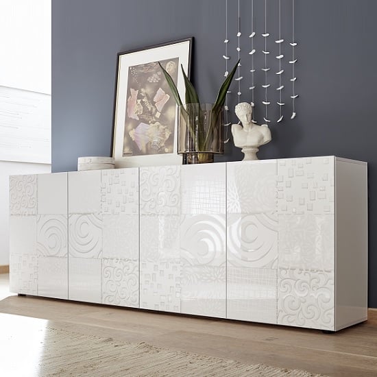 Product photograph of Ardent Large Sideboard In White High Gloss With 4 Doors from Furniture in Fashion
