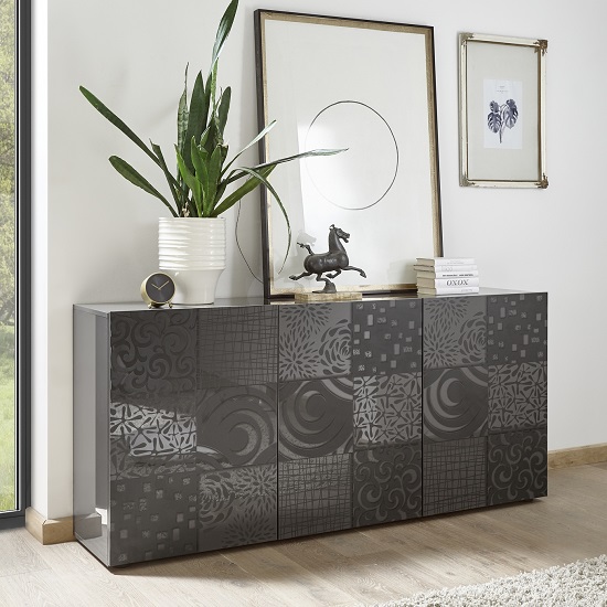 Product photograph of Ardent Modern Sideboard In Grey High Gloss With 3 Doors from Furniture in Fashion