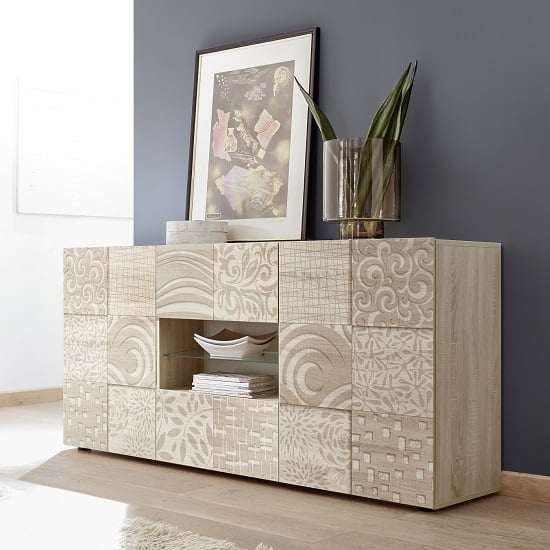 Photo of Ardent wooden sideboard in sonoma oak with 2 doors and led