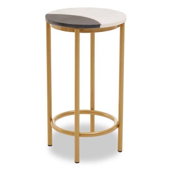 Read more about Arenza round two tone marble side table with gold base