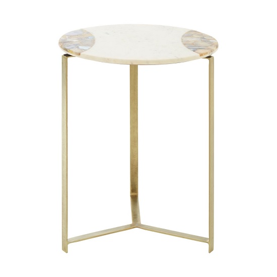 Arenza Marble Side Table In White With Brass Finish Legs | FiF