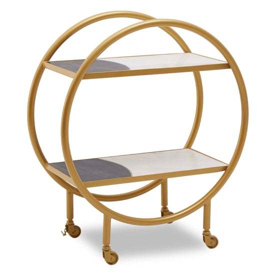 Read more about Arenza two tone marble shelves drinks trolley with gold frame
