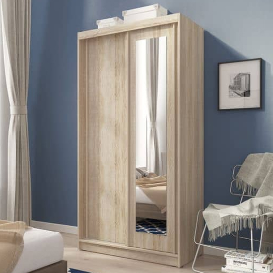 Read more about Aria mirrored wardrobe with 2 sliding doors in sonoma oak