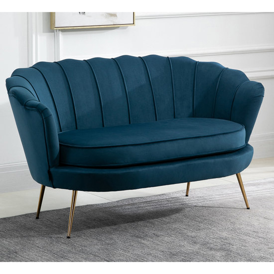 Product photograph of Ariel Fabric Upholstered 2 Seater Sofa In Blue from Furniture in Fashion