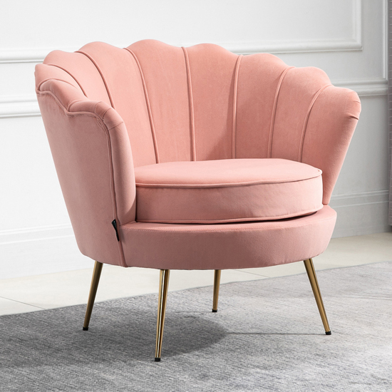 Product photograph of Ariel Fabric Upholstered Accent Chair In Coral from Furniture in Fashion