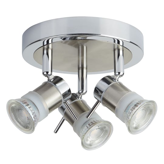 Photo of Aries led ip44 3 lights spotlight in chrome and satin silver