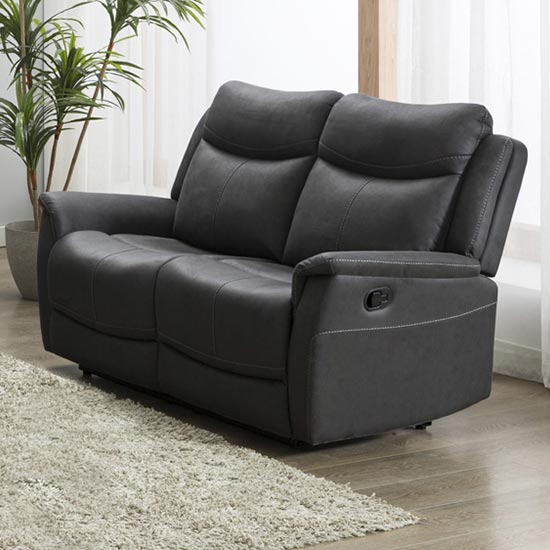 Product photograph of Arizones Fabric 2 Seater Manual Recliner Sofa In Slate from Furniture in Fashion
