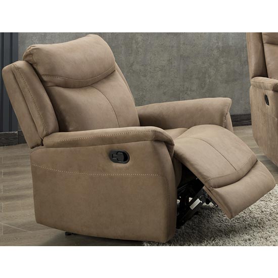Product photograph of Arizones Fabric Electric Recliner Armchair In Caramel from Furniture in Fashion