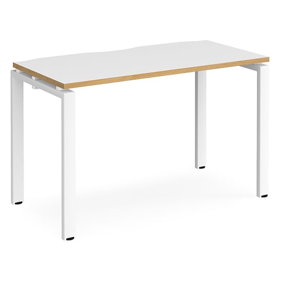 Photo of Arkos 1200mm computer desk in white and oak with white legs