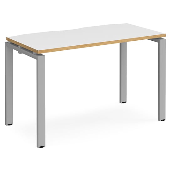 Photo of Arkos 1200mm computer desk in white and oak with silver legs