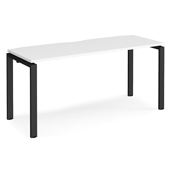 Photo of Arkos 1600mm wooden computer desk in white with black legs