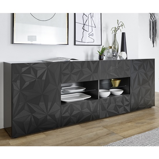 Product photograph of Arlon Large Sideboard In Grey High Gloss With 2 Doors from Furniture in Fashion