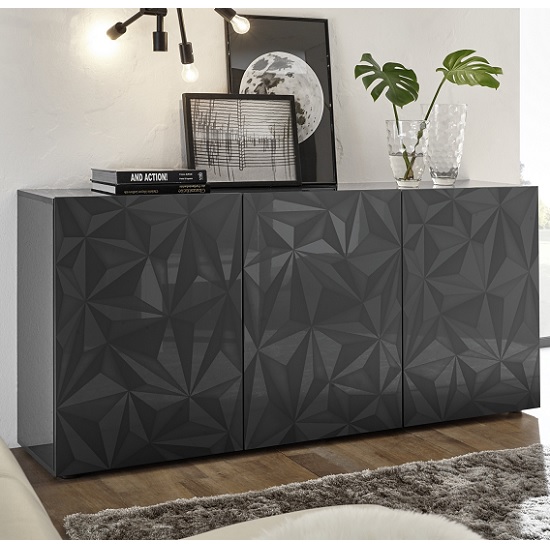 Read more about Arlon modern sideboard in grey high gloss with 3 doors