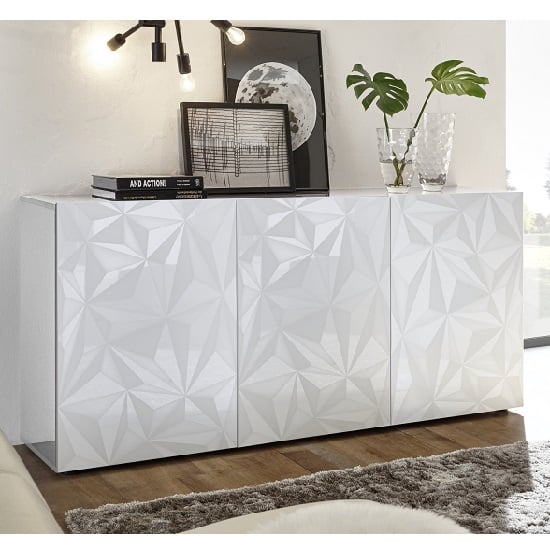 Photo of Arlon modern sideboard in white high gloss with 3 doors
