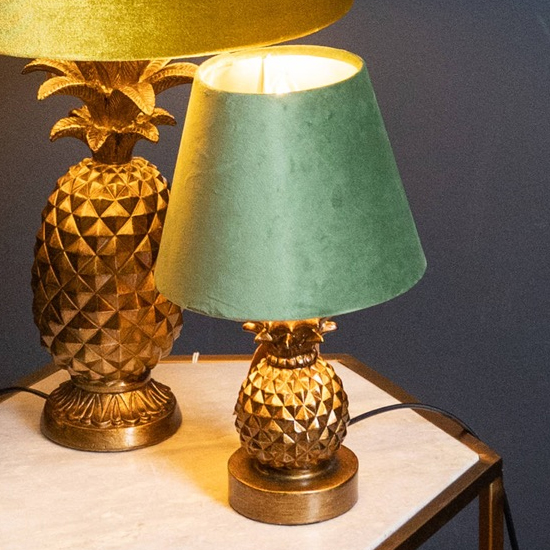 Arminian Pineapple Table Lamp In Antique Gold With Green Shade