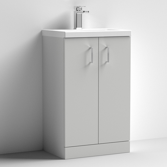 Product photograph of Arna 50cm Vanity Unit With Ceramic Basin In Gloss Grey Mist from Furniture in Fashion
