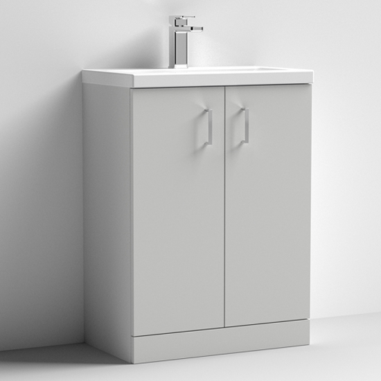 Product photograph of Arna 60cm Vanity Unit With Polymarble Basin In Gloss Grey Mist from Furniture in Fashion