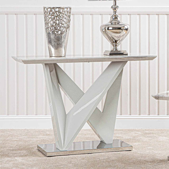 Product photograph of Aroow Wooden Console Table Rectangular In White Marble Effect from Furniture in Fashion