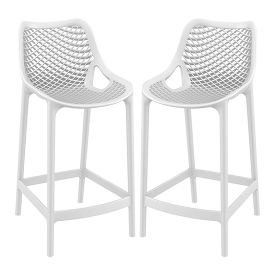 Photo of Arrochar outdoor white polypropylene bar stools in pair