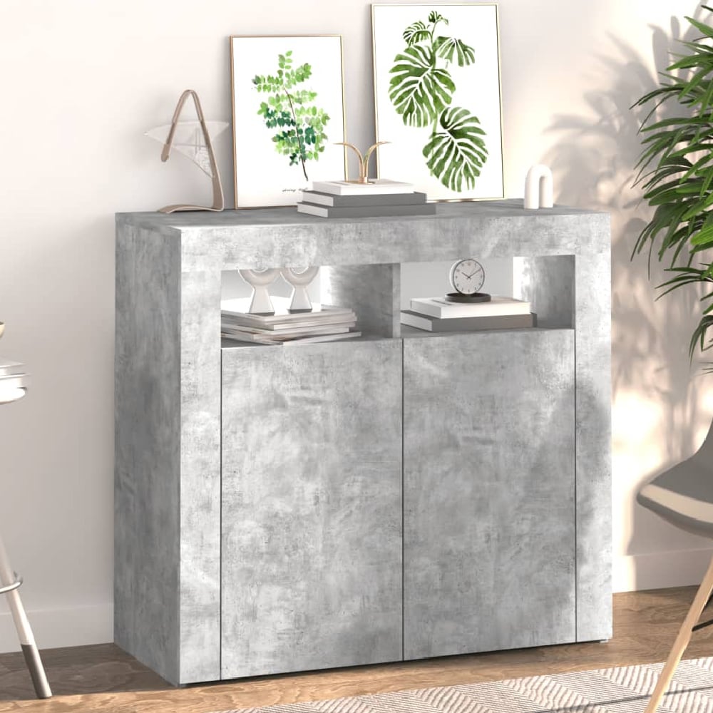 Product photograph of Aurther Wooden Storage Cabinet In Concrete Grey With Led Lights from Furniture in Fashion