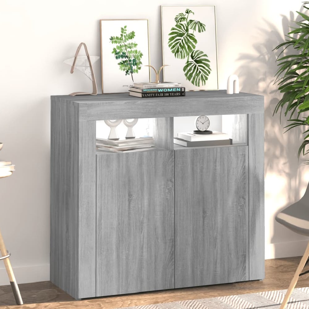 Product photograph of Aurther Wooden Storage Cabinet In Grey Sonoma With Led Lights from Furniture in Fashion