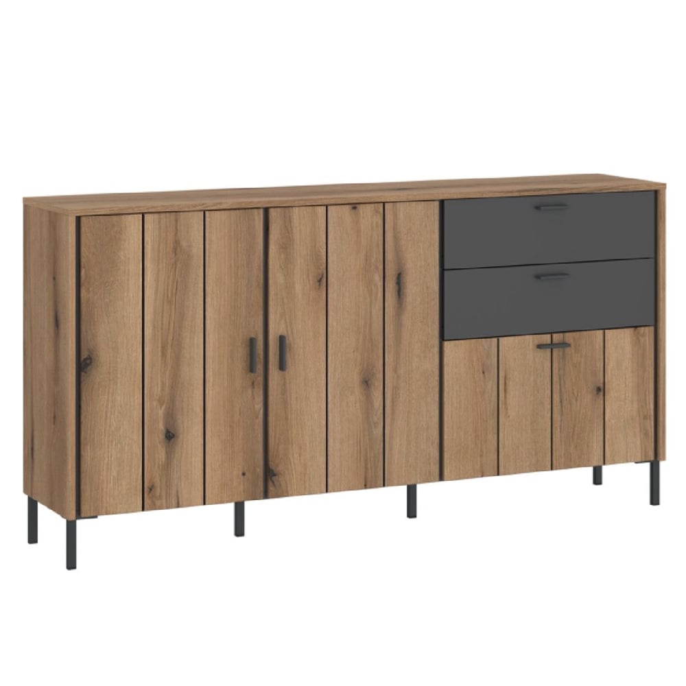 arthur wooden sideboard with 2 doors 2 drawers in grey oak