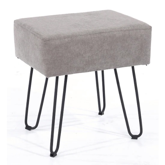 Photo of Airdrie rectangular fabric stool in grey with metal legs