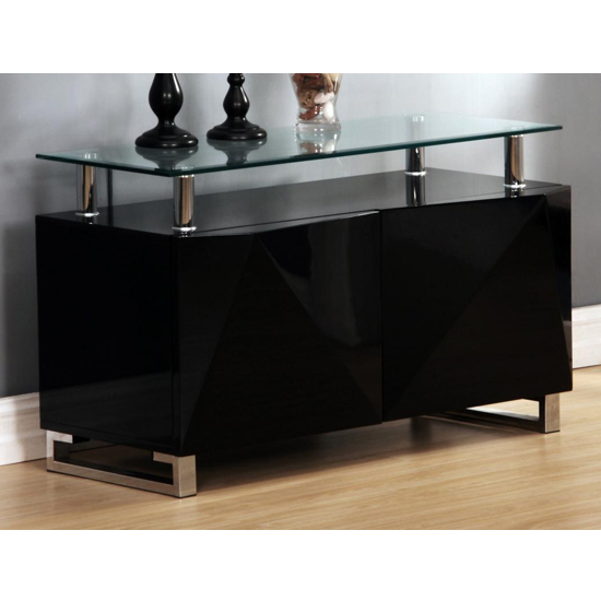 Read more about Rasida glass top sideboard in black high gloss with 2 doors
