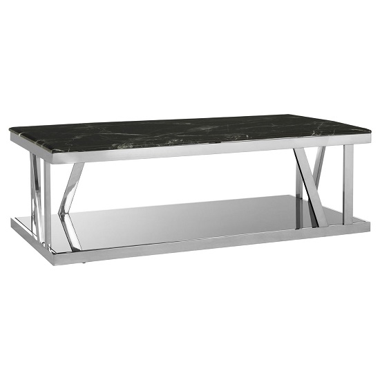 Aruna Black Marble Top Coffee Table With Stainless Steel ...