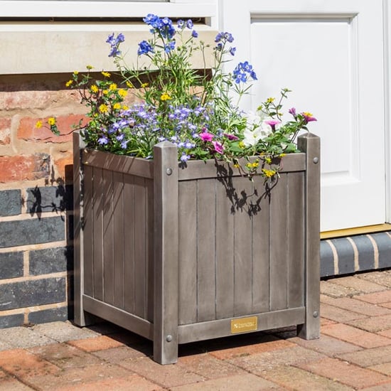 Arundel Square Wooden Planter In Grey Wash | Furniture in Fashion