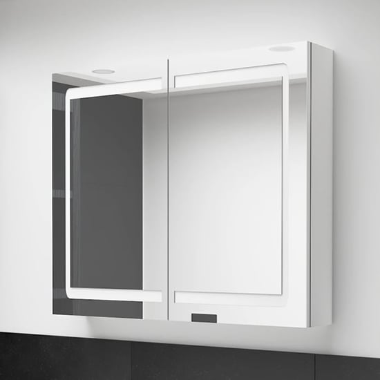 Product photograph of Arvada Bathroom Mirrored Cabinet In Shining White With Led from Furniture in Fashion