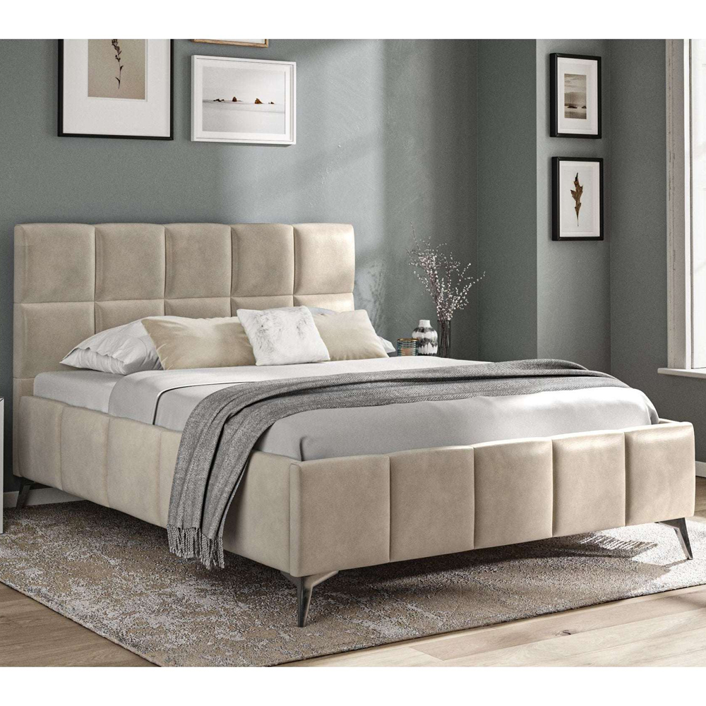 Product photograph of Arvada Fabric Double Bed In Beige from Furniture in Fashion