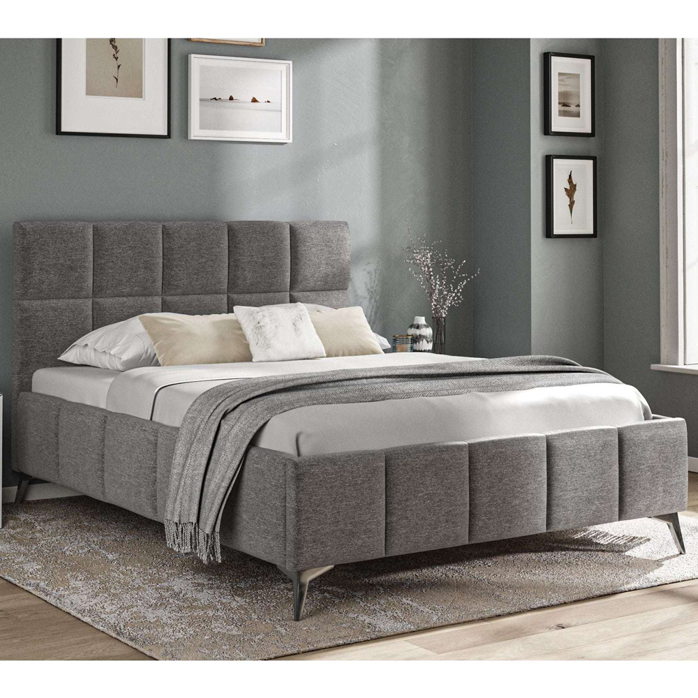 Product photograph of Arvada Fabric King Size Bed In Dark Grey from Furniture in Fashion