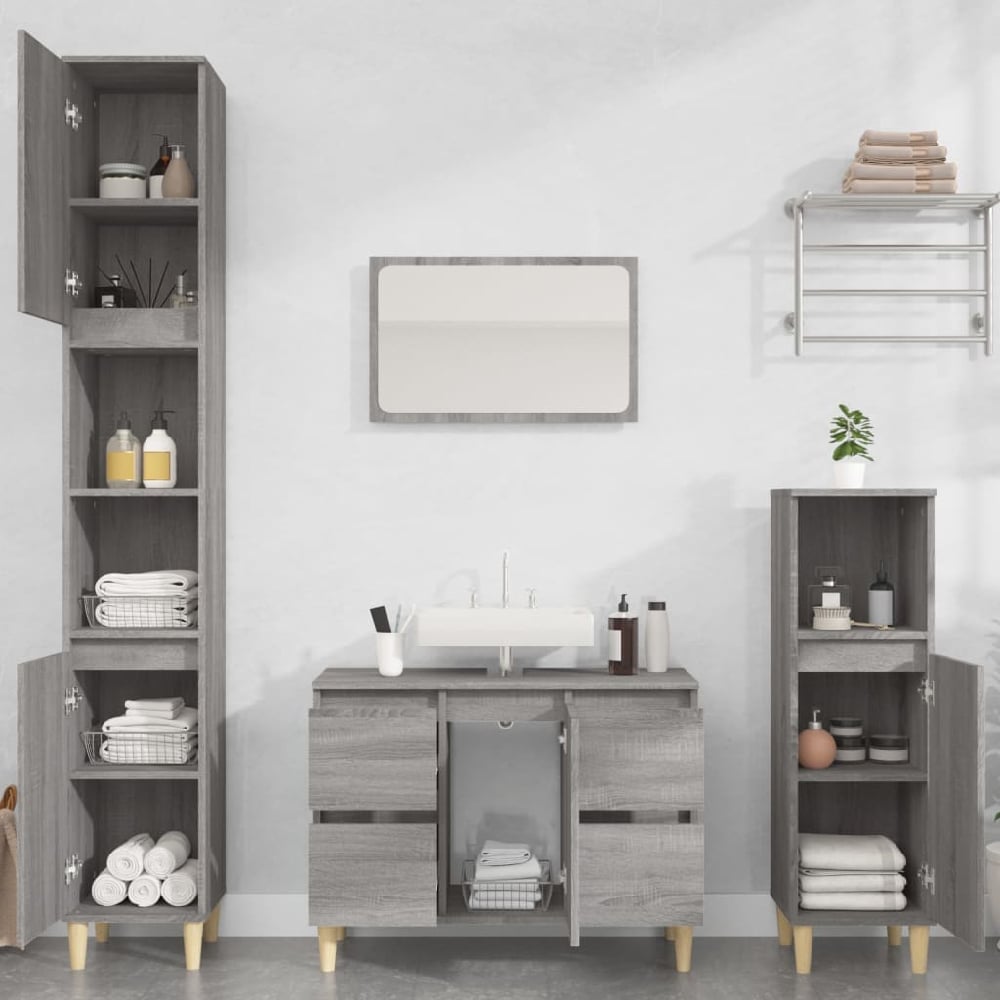 arvada wooden 2 piece bathroom furniture set in grey sonoma