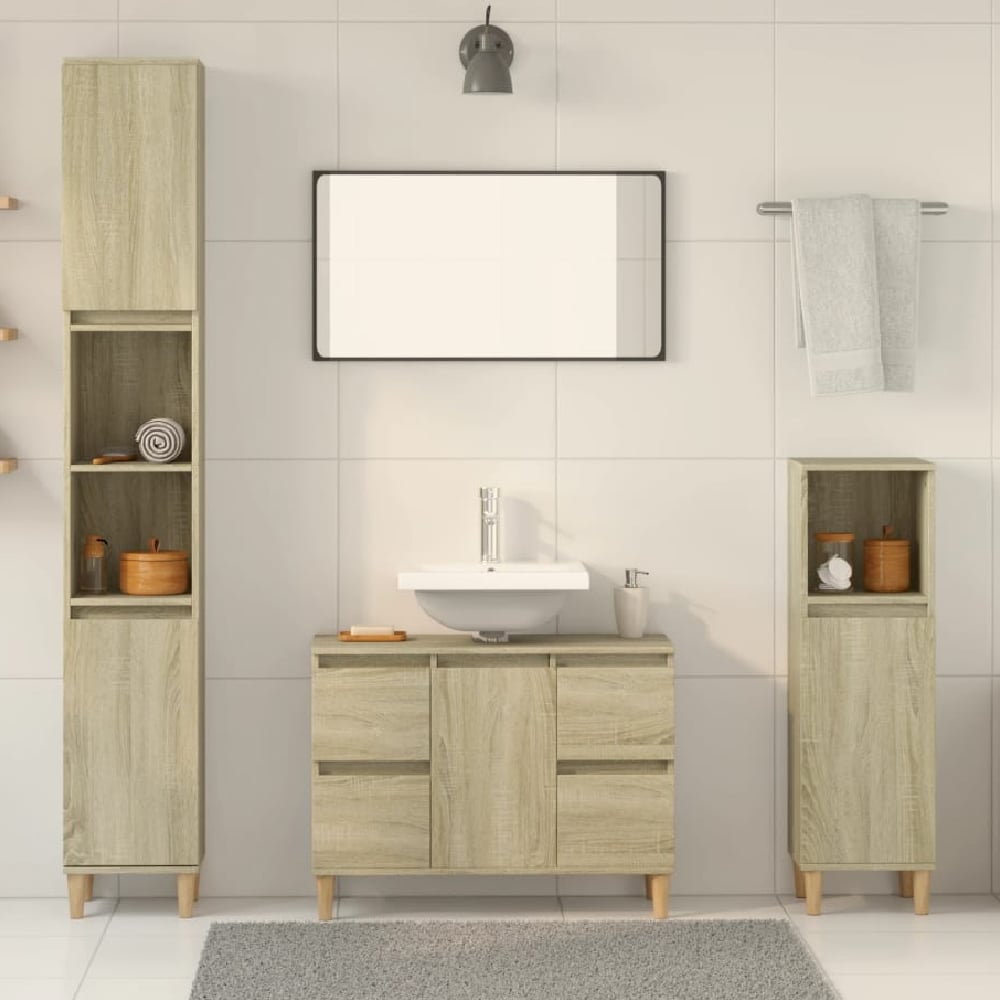 arvada wooden 2 piece bathroom furniture set in sonoma oak